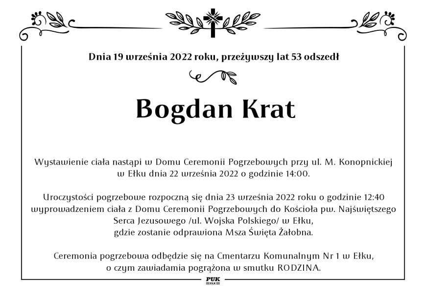 Bogdan Krat - nekrolog